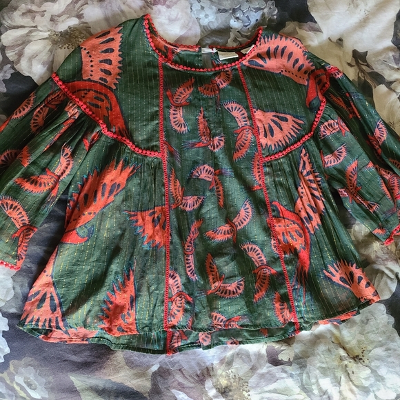 SOLD Rachel Zoe Boho Bird Blouse - M - Picture 6 of 10